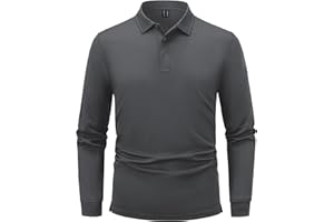 TACVASEN Herren Poloshirt Langarm Golf Tshirts Tactical Shirt Leicht Atmungsaktiv Freizeitshirts mit Brillenhalter
