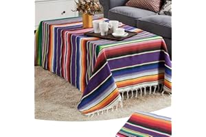 Liseng Coperta messicana sarape, coperta da picnic, coperta da tavolo, barra calda per yoga, 150 x 215 cm (150 x 215 cm arcobaleno)