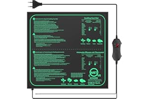 Pfloge® Tappeto Riscaldante 70W con Termostato, 52×50cm Tappetino Riscaldante IPX4 Impermeabile, Filo in Silicone e Cotone Punzonato, Temperatura Regolabile 20-45℃ per Semi, Piante e Rettili