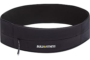 Build & Fitness Laufgürtel mit YKK Reißverschluss und Schlüsselclip - Passt für Alle Smartphones, Schlüssel, Karten - Bauchtasche Damen und Herren - Laufen, Joggen, Walken, Sport
