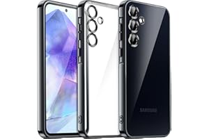 ‎JETECH JETech Miękkie Przejaśniać Etui dla Samsung Galaxy A55 5G 6,6 Cala, Obiektywem Aparatu Pełna Ochrona, Odporny na Wstrząsy Galwanizowane Osłona Telefonu TPU (Czarny)