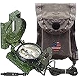 Cammenga Official US Military Phosphorescent Lensatic Compass, Olive Drab Accurate Waterproof Hand Held Compasses with Pouch for Hiking Camping Navigation Survival Backpacking Orienteering