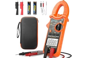 Crenova Klemme Meter, TRMS Digitales Stromzange, 6000 Counts Strommesszange, Strommessgerät für AC/DC Strom/Spannung Widerstand Kapazität Frequenz Temperatur Durchgang Diode NCV Live Draht Tester