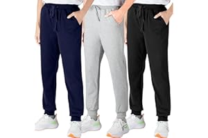 BIG ELEPHANT Confezione da 3 Pantaloni Sportivi per Bambini, Joggers in Cotone con Tasche e Coulisse Regolabile