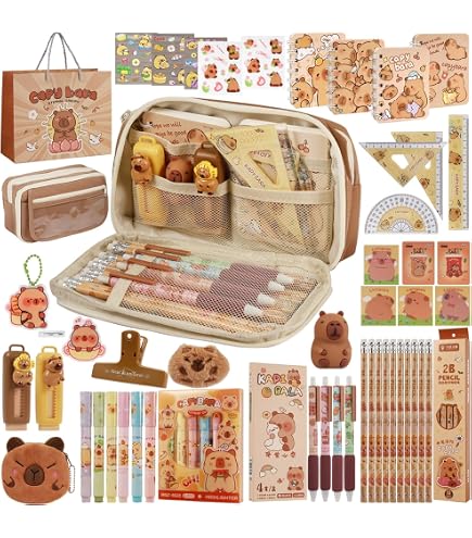 Trousse école 2-en-1 Panda En Silicone Souple Avec 4 Stylos Gel Effaçables - Cadeaux Enfants, Rangement Crayons Fournitures Scolaires Animaux
