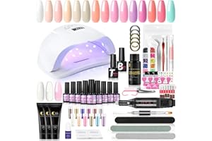 COSCELIA Kit Semipermanente Unghie con 80W Lampada LED Professionale, Set Smalti Semipermanenti 15pcs,Estensione Gel 3pcs con Fresa per Unghie,Kit di Decorazione Unghie