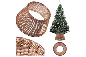 ‎KADAX KADAX Weihnachtsbaumständerabdeckung Ø 46,5 cm in Hellbraun – Handgefertigter Baumrock aus natürlicher Flechtweide, dekorativer Weihnachtsbaumring & Übertopf für Pflanzgefäße