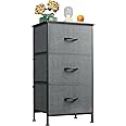 WLIVE Chest of Drawers, 3 Fabric Drawers Cabinet with Easy Pull Handle, Wood Top and Sturdy Steel Frame for Bedroom, Living Room, Black Walnut