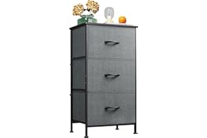 WLIVE Fabric Drawers, Chest of Drawers with 3 Drawers, Storage Unit with Drawers with Wood Top Steel Frame, Storage Organizer Unit for Bedroom, Living Room, Kids Room, Black Walnut