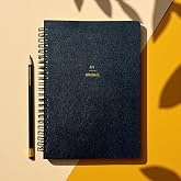 Difference Introduction 4 Month Target and Exercise Planner Notebook, A5 Spiral, 132 Pages, Artificial Leather Cover | Fit Journal (Navy Blue)