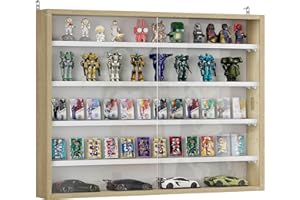 HOMCOM Vitrina Expositora Vitrina de Pared con Estantes Ajustables y 2 Puertas Correderas de Vidrio para Colecciones Perfumes Figuras de Decoración 80x9,5x60 cm Blanco y Natural