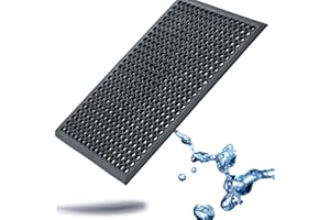 Kerafactum Wycieraczka perforowana, mata antypoślizgowa, mata zatrzymująca brud, czarna mata, gumowa mata na buty, z otworami, do użytku na zewnątrz, 90 x 60 cm
