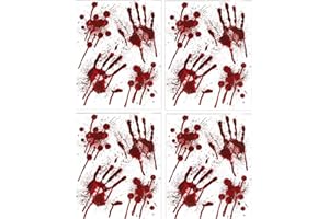 Decsee 4 Sheets of Handprints HALLOWEEN WINDOW STICKERS DECORATION BLOOD Party Bloody Fake