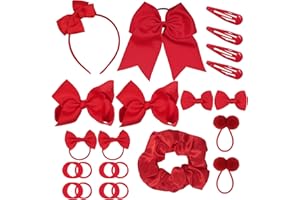 QAZIUY 45Pcs Red School Girls Hair Accessories Kit Red Bow Headband Hair Clips Ponytail Holder Bow Hair Barrettes,Hair Accessories for Girl Birthday Gift