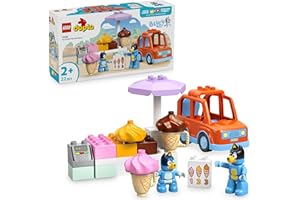 LEGO DUPLO Bluey: Ice Cream Trip with Bluey - Educational Motor Skills Toy for Toddlers, with a Toy Car and Ice Cream Stand, plus 2 Figures incl. Bandit - Gift for 2+ Year Old Girls & Boys - 10458