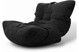 Aiire Pouf Poltrona Design in Cotone - Puffo per Sedersi XXL Moderno, Pouffe Salotto o Camera da Letto per Bambini o Gamer - Bean Bag per lettura o Puf Cuscini da Pavimento Nero