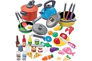 ‎JOYIN JOYIN 36 Piece Kids Play Kitchen Set, Cookware Set with Pots and Pans, Food to Play, Cut Vegetables, Gifts for Toddlers, Boys and Girls Aged 1-8 Years