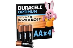 DURACELL Optimum AA Batterie (Confezione da 4​) – Batterie Alcaline da 1,5 V – 200% Più Attivi Power Boost – Soddisfano le Esigenze dei Dispositivi Moderni – 100% Riciclabili – MX1500