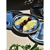Paslanmaz &Ccedil;elik 6'lı Sunum Tatlı Tabağı İkram Tabağı 17 cm Yuvarlak Pasta Tabağı Retro