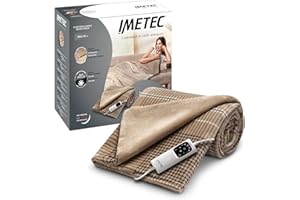 Imetec CaldoPlaid Elegance, Plaid Riscaldabile, Morbida Coperta Elettrica, 180x140 cm, Tessuto Double Face, Risparmio Energetico, Tecnologia Adapto, Rapido Riscaldamento, 6 Temperature, Lavabile