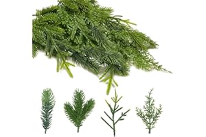 ‎JADEUNM 40 Stück Künstliche Tannenzweige zum Basteln, 12 cm Lang Tannenzweige Künstlich wie Echt, 4 Stile Gemischt Künstliche Kiefer Zweige Tannengrün Zweige für DIY Adventskranz Girlande Weihnachtsdeko