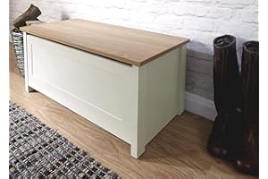 GFW - The Furniture Warehouse Lancaster Ottoman Storage Chest Bench - Cream and Oak