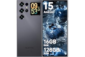 OUKITEL C62 Android 15 Smartphone Ohne Vertrag - 6.88" HD+ Handy mit Rückseitigem Display 16GB RAM+128GB ROM/1TB, 5000mAh Handy Günstig, Dual SIM Simlockfreie Handys/Face ID/GPS/OTG - Schwarz