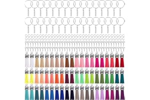 ‎DUUFIN Duufin 360 Stück Quasten Anhänger Schlüsselringe Set mit 60 Stück Quasten Anhänger 60 Stück Schlüsselringe, 120 Stück Biegeringe und 120 Stück Schraubenösen