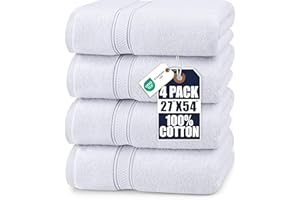 ‎UTOPIA TOWELS Utopia Towels - 4-częściowy zestaw ręczników kąpielowych (69 x 137 cm) Szybkoschnące, miękkie w dotyku ręczniki Premium ze 100% bawełny ring-spun, idealne do codziennego użytku (biały)
