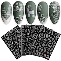JMEOWIO Nagelsticker Weihnachten Glitzer 9 Blatt Nail Art Sticker Selbstklebend Nagelaufkleber Schneeflocke Weihnachten Winte