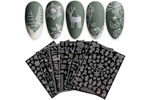 JMEOWIO Noel Paillette Stickers Ongles Nail Art 9 Feuilles Autocollants Ongles Autoadhésif Deco Ongle Nail Art Design Manucure