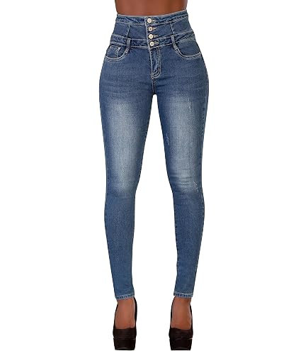 Damen Jeans Slim Fit Mit Used-Look – Bequeme High Waist Hose, Weit Geschnitten, Mit Stretch