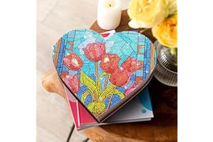 GOLXUWO Diamond Painting Schmuckkästchen Basteln Holz Mädchen,Diamond Painting Schmuckkästchen Basteln Mädchen, Kreatives DIY Diamond Art Bastelset Geburtstag Spielzeug(Tulpe)