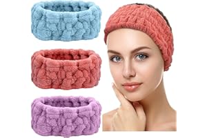 Chuangdi 3 Pieces Spa Headband for Women Facial Makeup Headband Soft Terry Cloth Hairband for Washing Face Mask Spa Shower Gifts(Red, Blue, Purple)