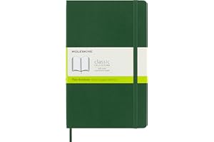 Moleskine Classic Plain Paper Notebook, Soft Cover and Elastic Closure Journal, Color Myrtle Green, Size Large 13 x 21 A5- 192 Pages