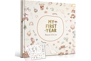 Hyggartn Baby Memory Book – My First Year Journal with Stickers (84 Pages) Gender-Neutral Keepsake for Boys & Girls Thoughtful Gift for New Parents