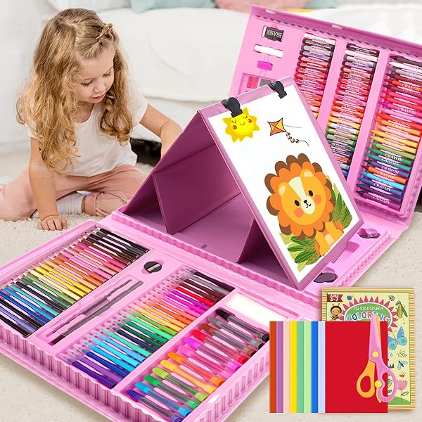 208 PCS Art Supplies,Drawing Art Kit for Kids Girls Boys Teens Artist, Art Set Case with Trifold Easel, Includes Oil Pas