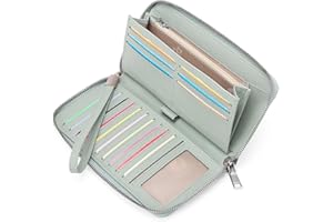 GAEKEAO Portafoglio Donna Grande in Pelle con Blocco RFID, Portamonete con Chiusura a Cerniera, Borsellino Idee Regalo