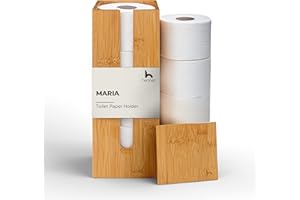 HENNEZ Rangement Papier Toilette en Bambou - Distributeur sur Pied avec Couvercle - Support de Stockage pour Rouleaux