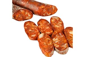 OLALLA Chorizo Espagnol IBERIQUE PREMIERE PICUANT assaisonné de Paprika, Ail et Sel de Mer – Epicerie et Charcuterie Espagnole de Bellota Pata Negra - Viande Seché - Paniers Gourmands 500 gr approx