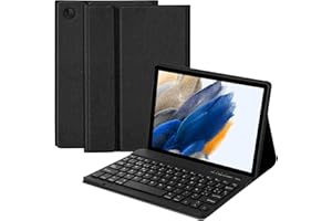 HOTLIFE Funda con Teclado para Samsung Galaxy Tab A8 10.5"(SM-X200/X205/X207) 2022, Teclado Español Ñ inalámbrico Desmontable Bluetooth, Funda Samsung Galaxy Tab A8 10.5" con Smart Auto Sleep-Wake(Negro)