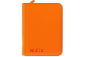 Vault X Premium Exo-Tec Zip Binder 4 Pocket, 20 Double-Sided Pages, 160 Side-Loading Slots for Board, Collectible or Trading Card Game Protective Folder Album (Orange)