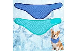 YNR 2 Pcs Cooling Bandanas for Dogs Cats,Instant Cooling Pet Bandanas,Ajustable Summer Pet Neckerchiefs,Breathable Dog Ice Neck Scarf,Blue & Green Neck Collar for Small Medium Dog Cat(M,Neck 26-35cm)