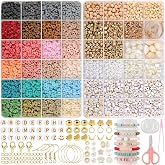 ARTREE 5000pcs 6mm 24 Colors Heishi Polymer Clay Beads Set with Accessories and Letter Beads for DIY Jewelry Bracelet Friends