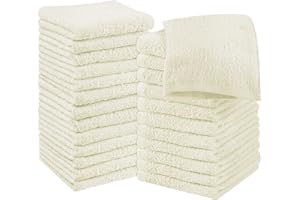 Utopia Towels -Set de Gants de Toilette (Lot de 24 - Ivoire) -100% Coton filé à l'anneau, Serviettes de Toilette 30 x 30 CM, Debarbouillette très absorbants-Petite Serviettes