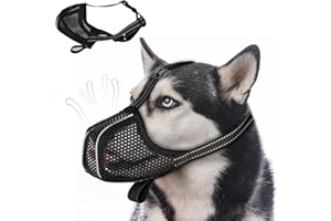 DOINEUFL Kaganiec dla średnich psów, kaganiec dla małych psów, odblaskowy kaganiec z siateczki dla dużych psów, owczarek, labradorów, kaganiec, ochrona przed truciznami, kaganiec dla psów, z regulacją