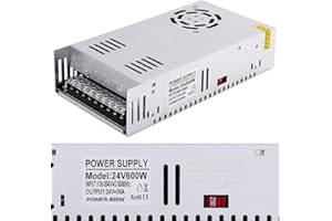 SVAUOUMU Alimentatore switching regolabile universale, 24 V, 25 A, 600 W, DC, adattatore LED, convertitore, trasformatore, adattatore per strisce LED, CCTV, progetto computer, radio, paesaggio
