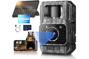 MAXDONE Wildkamera Solar WLAN mit Handyübertragung App - 4K 64MP Wildtierkamera Bluetooth mit Bewegungsmelder Nachtsicht 6000mAh Lithium-Batterie, 32GB SD-Karte, Nachtsichtkamera IP66