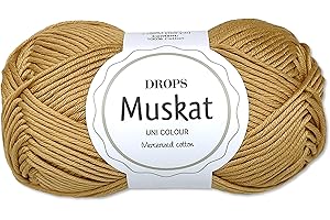 Frida's Wollhaus Drops 50 g de coton muscade pour tricot et crochet Fil mercerisé 45 couleurs (85 | Moutarde)