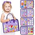 AM ANNA Busy Board for Toddlers 1-3, 7 in 1 Preschool Learning Activities,Montessori Toy Sensory Board for Kids,Portable Busy Board Gifts for Toddlers Learning Basic Dress Skills